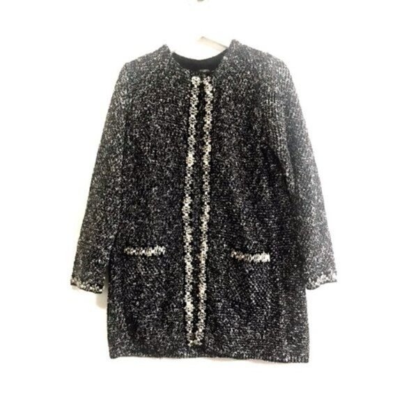 Talbots black SHIMMERING BOUCLE TOPPER coat, MP - Picture 1 of 6